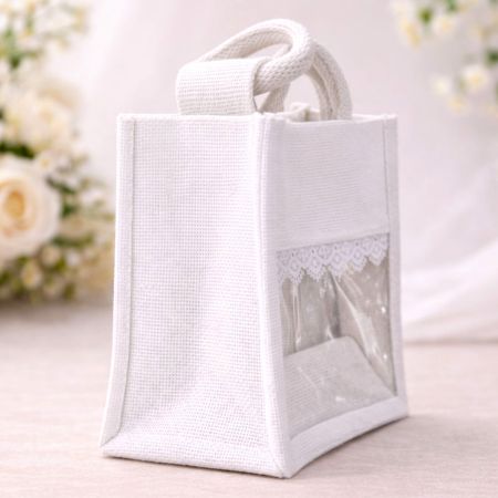 Jute Bag With Transparent Window Eco Friendly Handcrafted